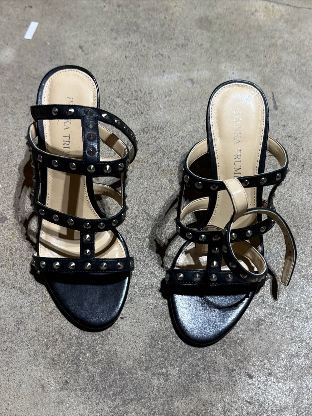 Ivanka Trump Studded Black Strappy Slide Sandals - Women